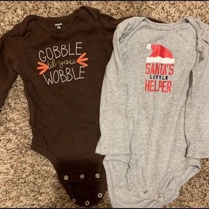 Christmas and Thanksgiving Long Sleeve Onesie